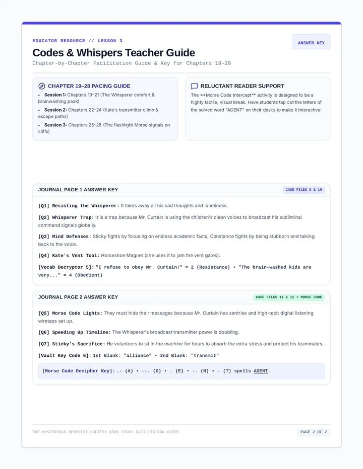 Codes and Whispers Teacher Guide