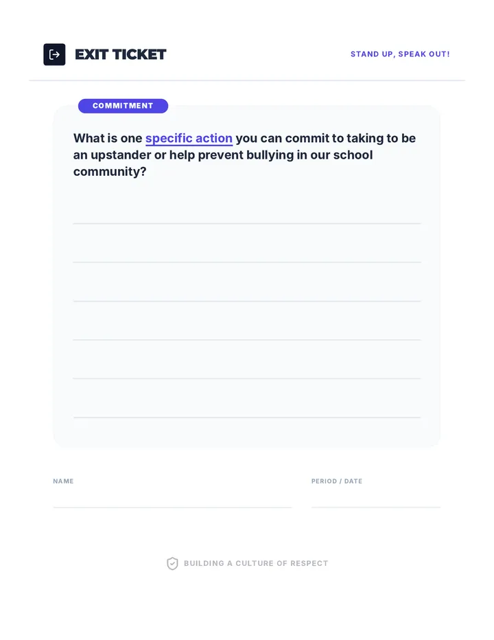 Bullying Prevention Cool Down