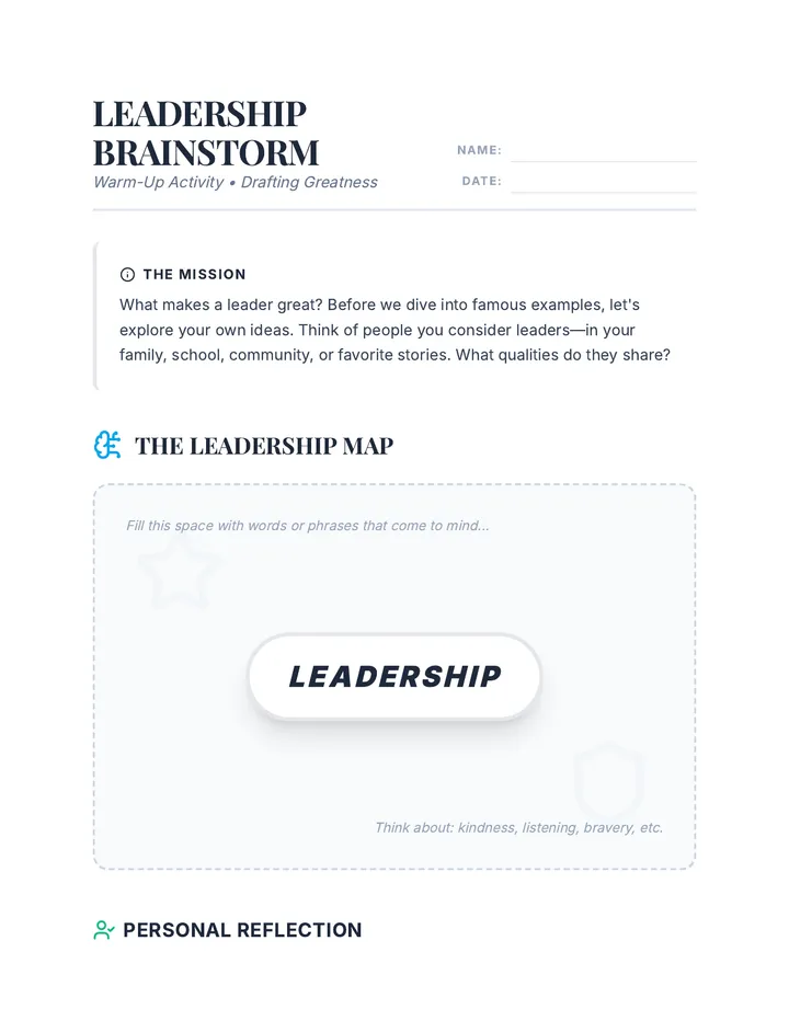 Leadership Brainstorm Worksheet