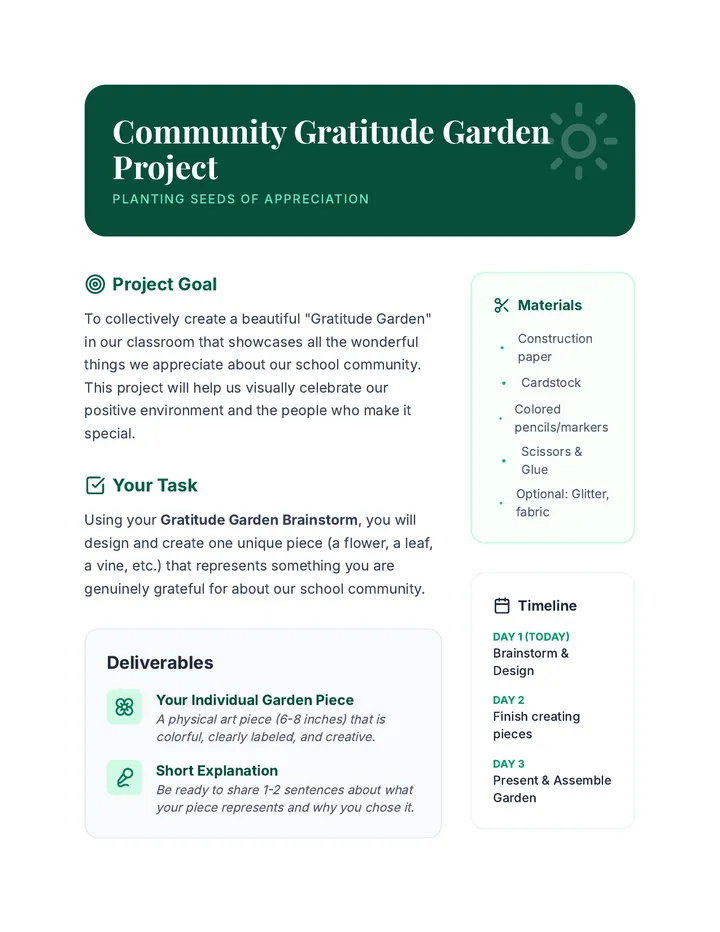 Community Gratitude Garden Project Guide