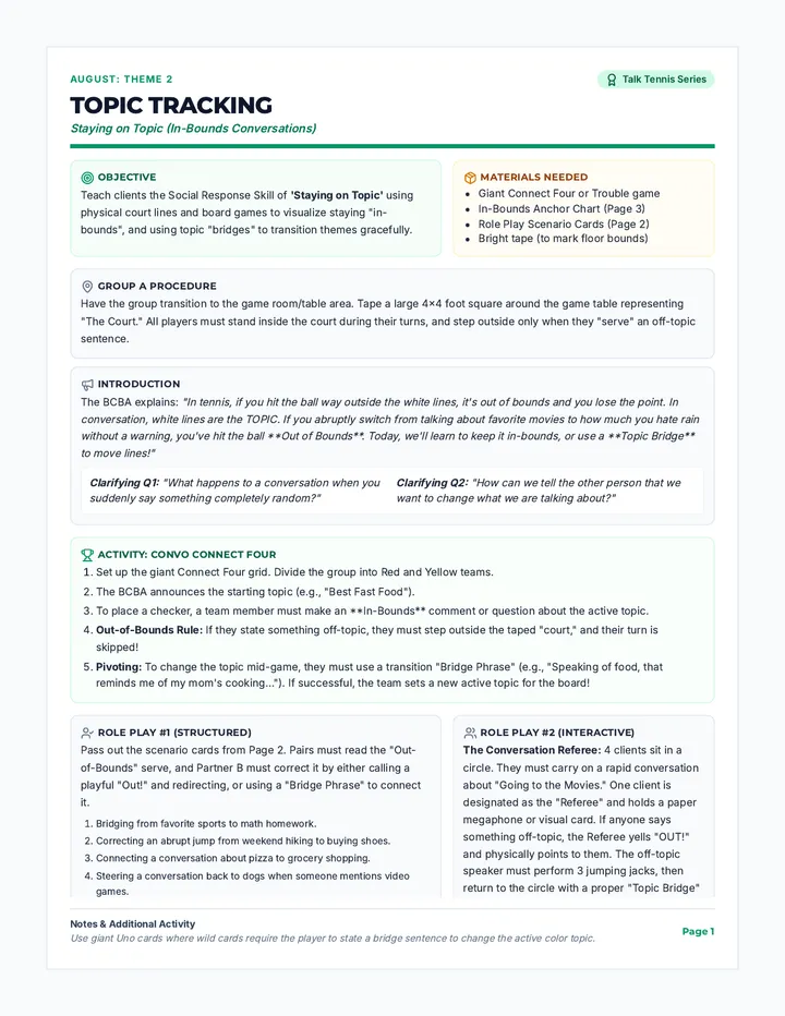 Topic Tracking Lesson Pack