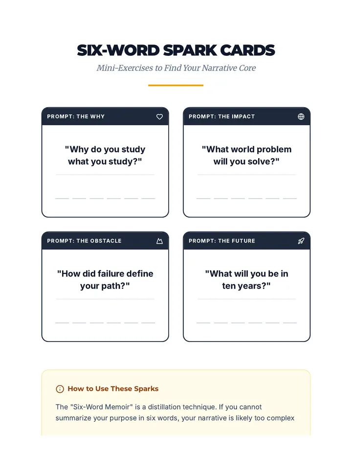 Six Word Spark Cards