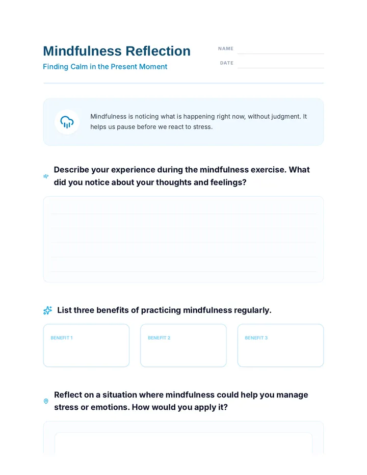 Mindfulness Worksheet