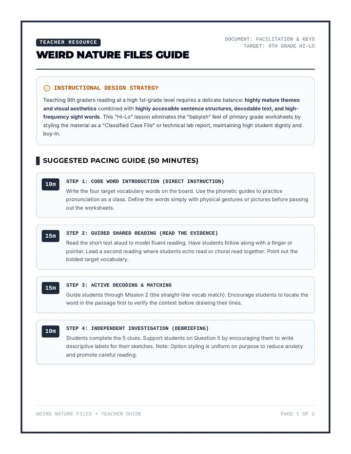 Weird Nature Teacher Guide