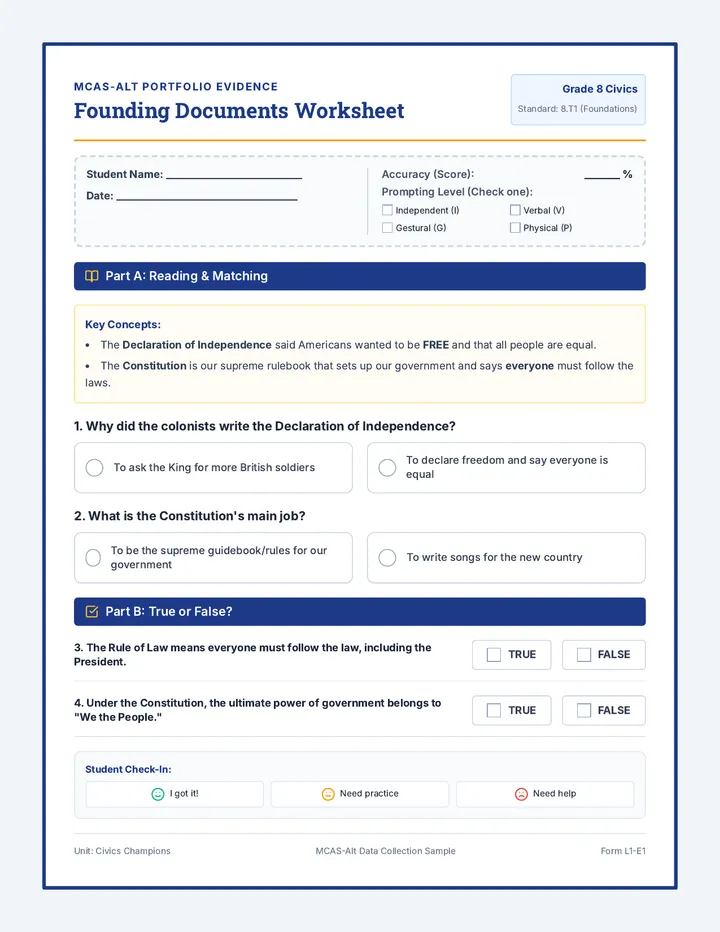 Founding Documents Portfolio Worksheet