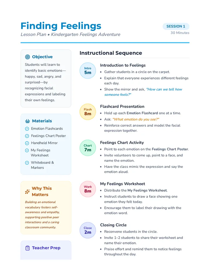 Feelings Identification Lesson Plan