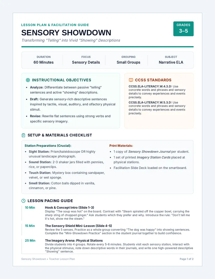 Sensory Showdown Teacher Guide