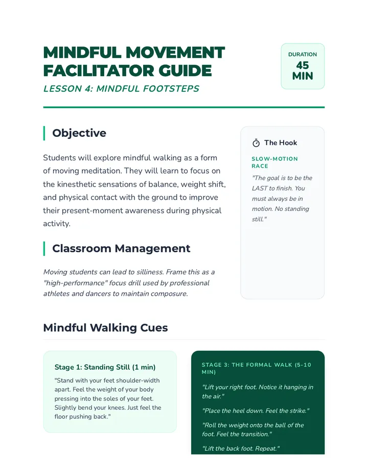 Mindful Footsteps Teacher Guide