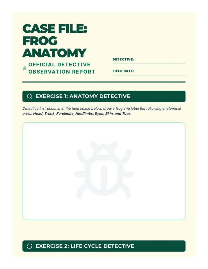 Frog Detective Observation Worksheet