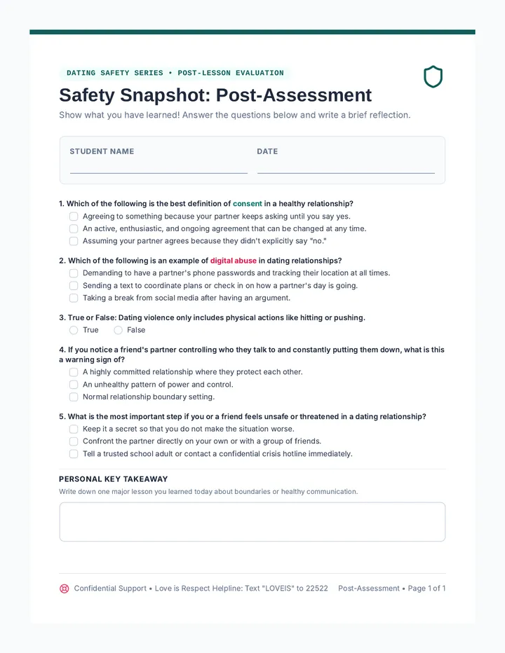 Safety Snapshot Post Dating Violence