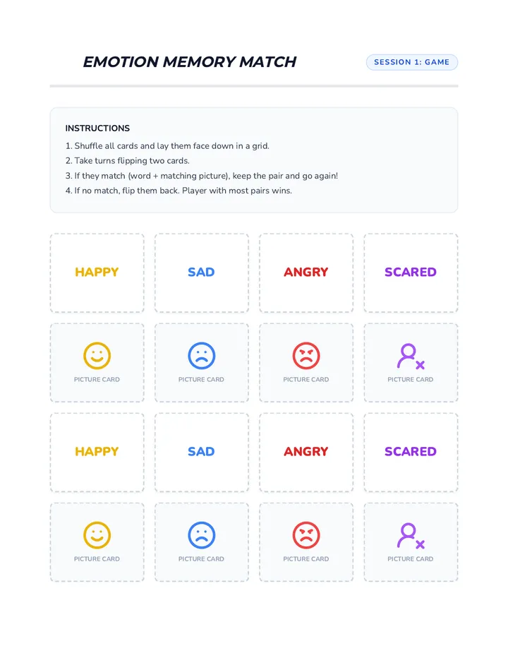 Emotion Memory Match Game
