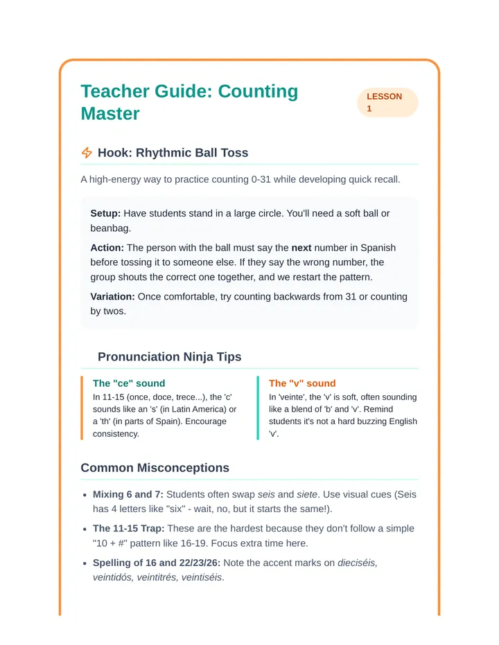 Counting Master Teacher Guide