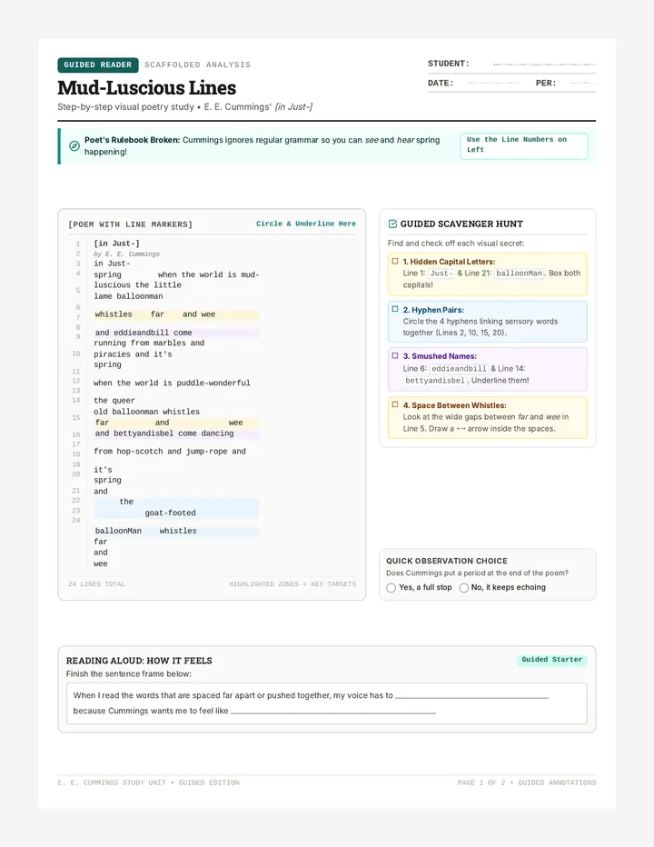 Mud Luscious Guided Worksheet