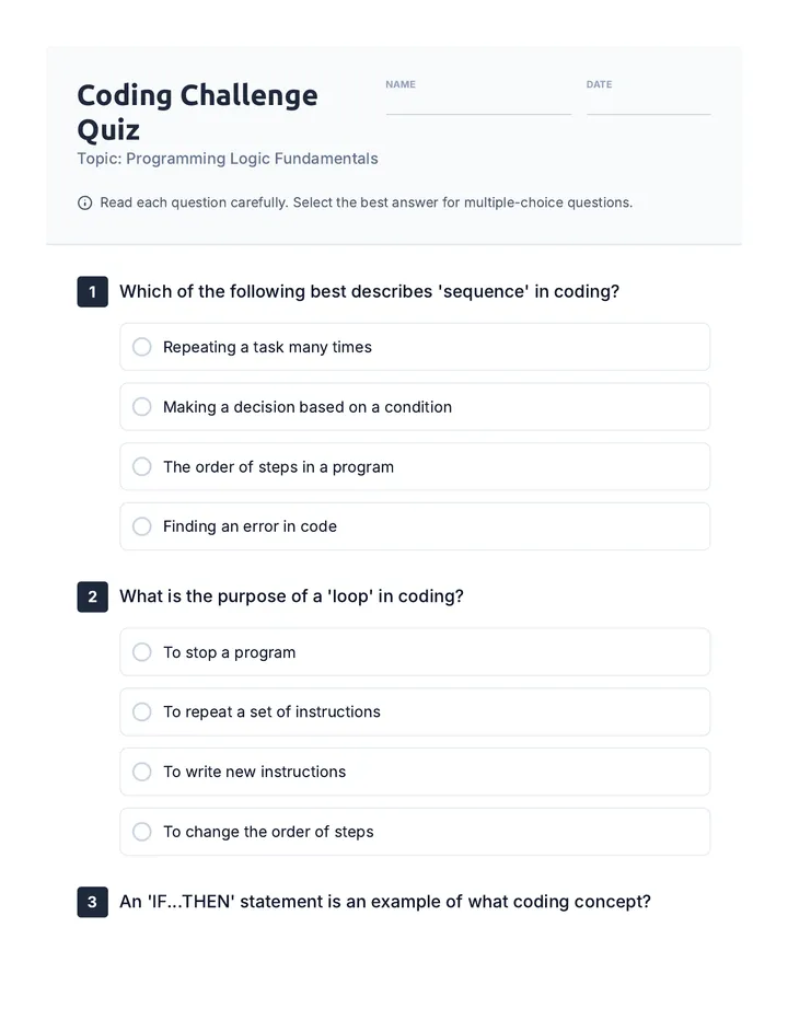 Coding Challenge Quiz