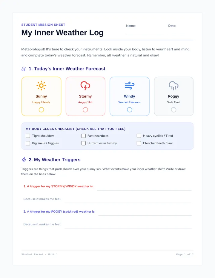 Mood Meteorologists Student Activity