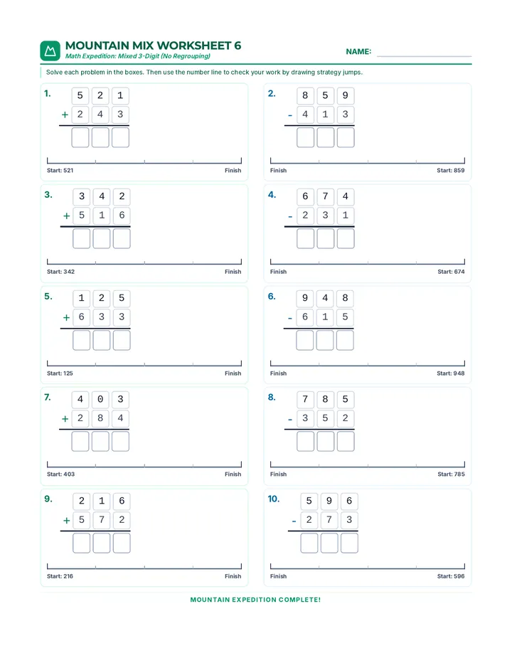 Mountain Mix Worksheet 6