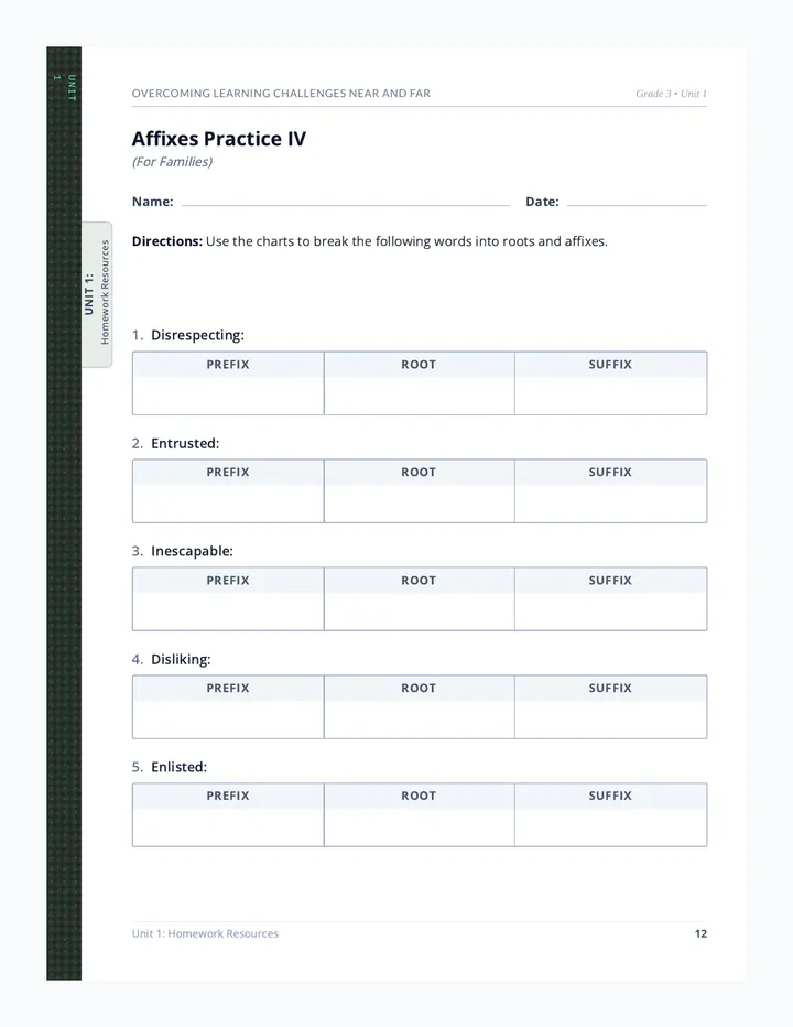 Affixes Practice IV Worksheet and Key