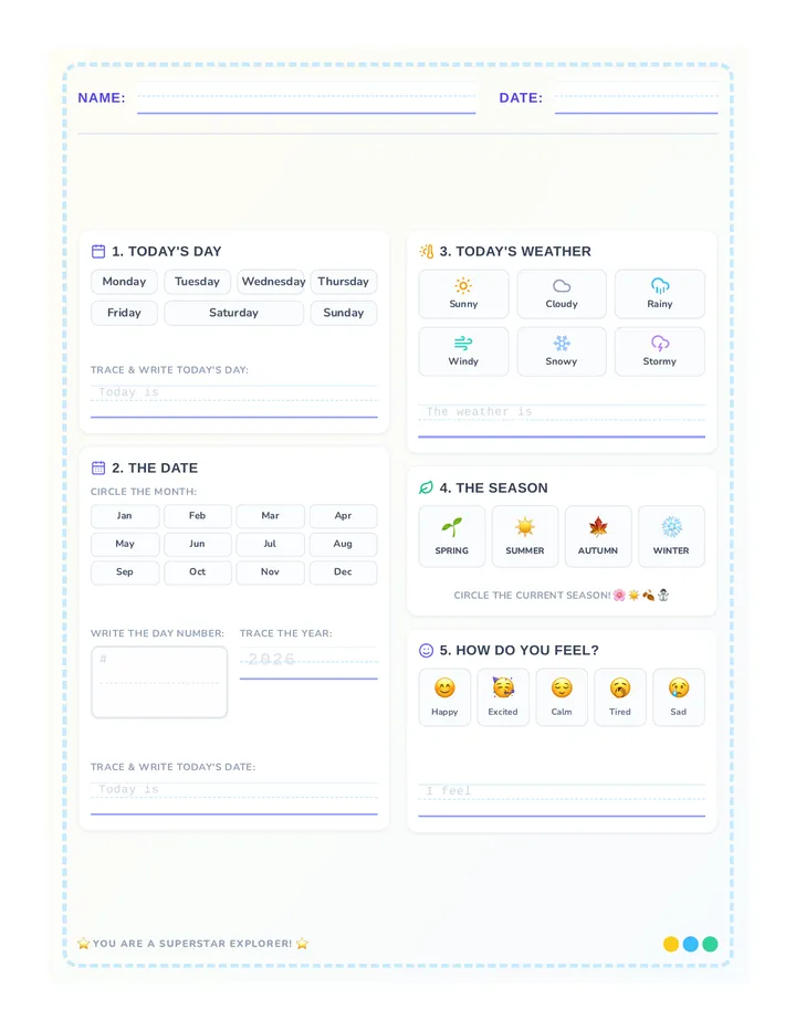 Calendar Champions Worksheet