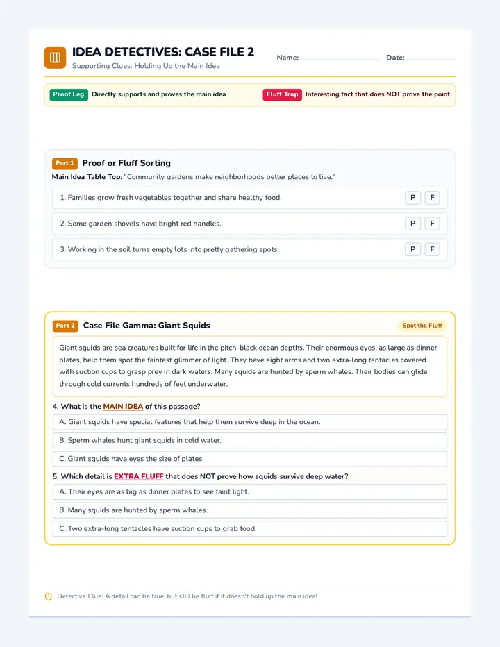 Clue Sorter Activity