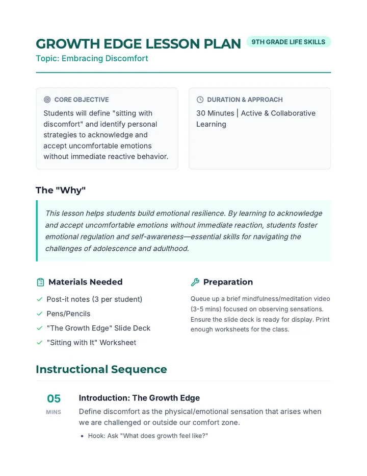 Growth Edge Lesson Plan