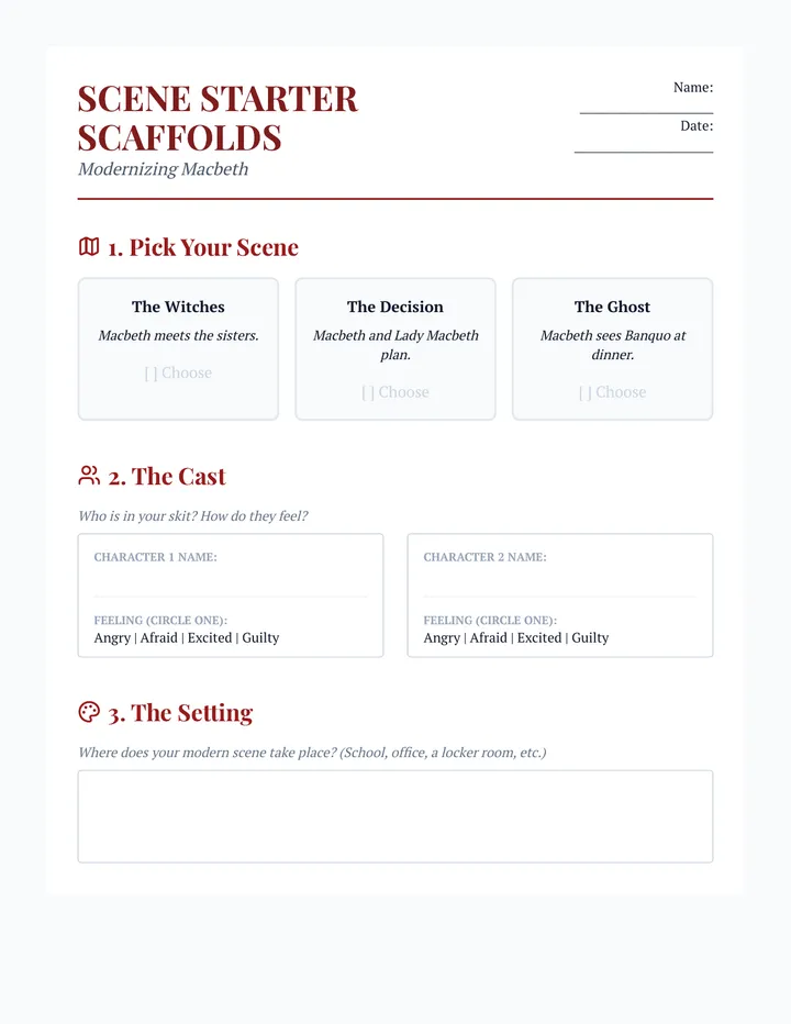 Scene Starter Scaffolds Document