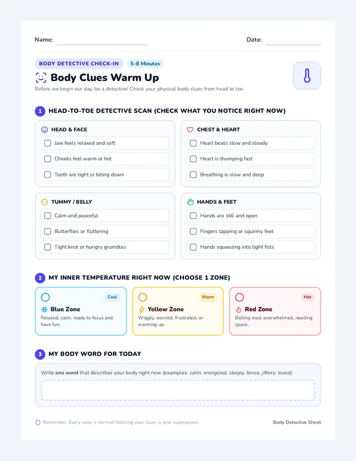 Body Clues Warm Up