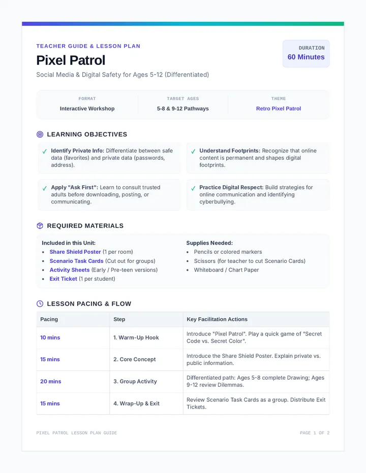 Pixel Patrol Lesson Guide