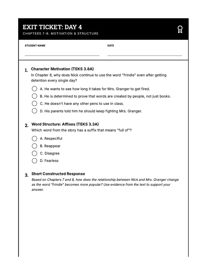 Day 4 Exit Ticket