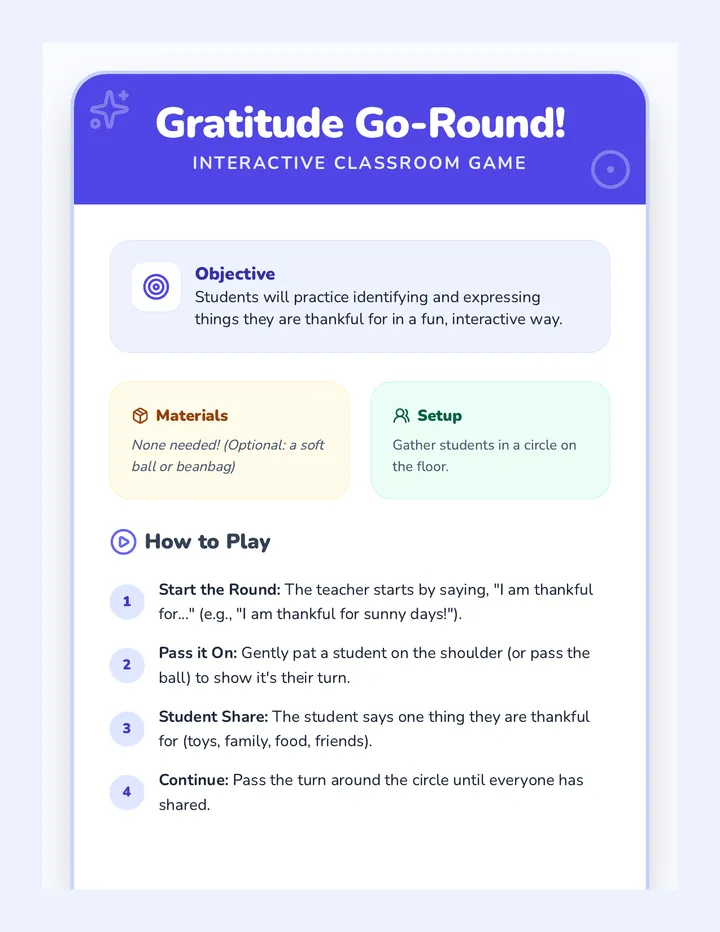 Gratitude Go Round Game Guide