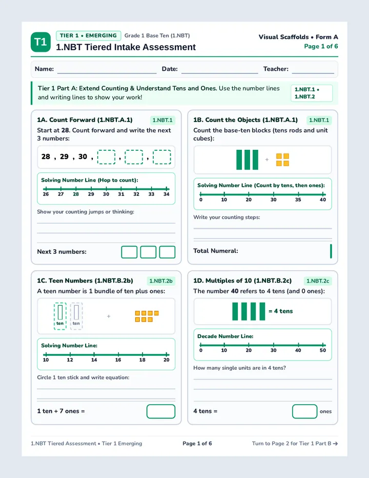 First Grade Tiered Assessments