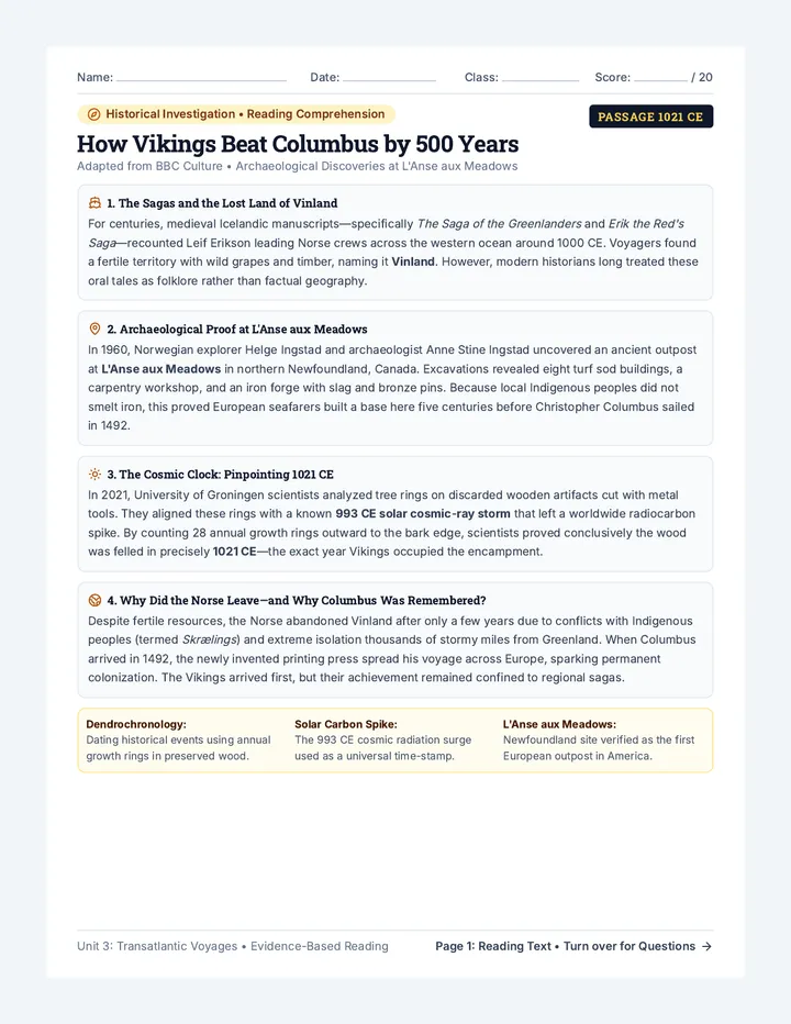 Viking Voyagers Worksheet