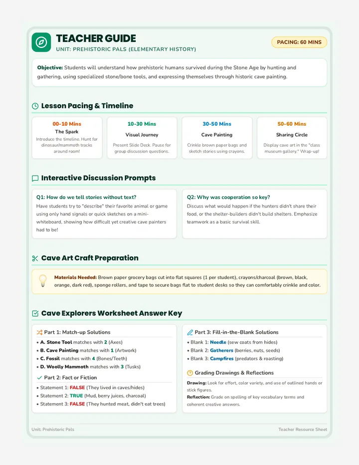 Prehistoric Pals Teacher Guide