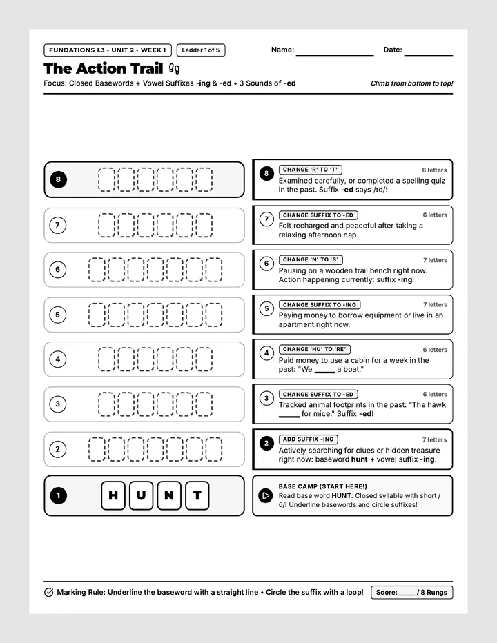 Suffix Switch Student Packet