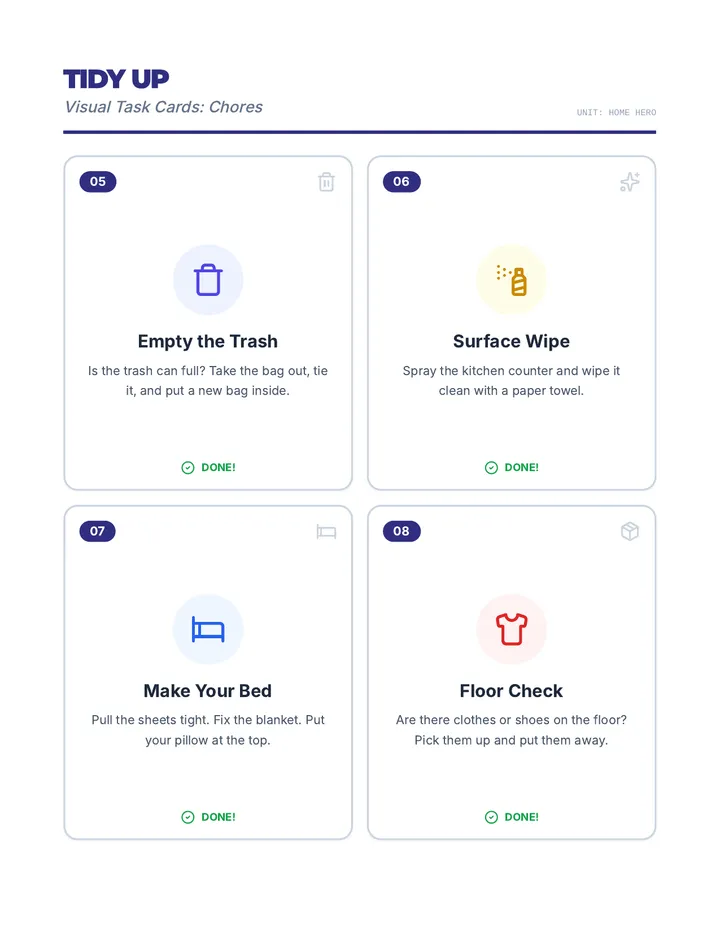 Tidy Up Task Cards
