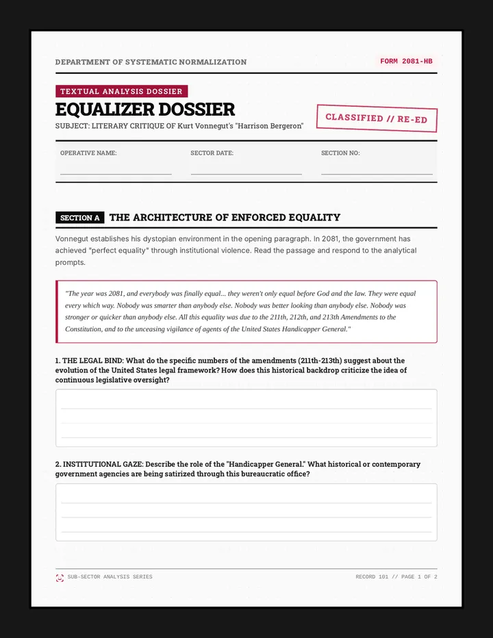 Equalizer Dossier Worksheet