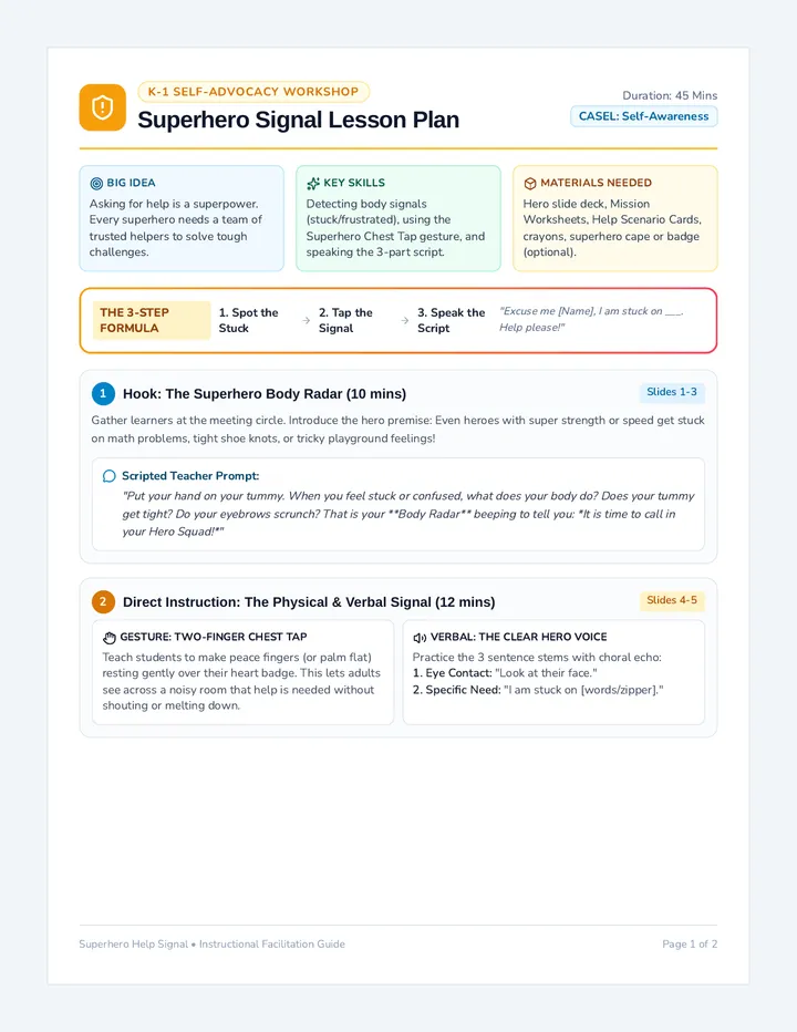 Superhero Signal Lesson Plan