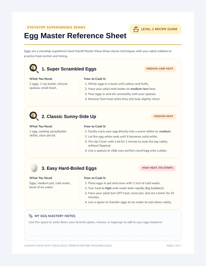 Egg Master Reference Sheet