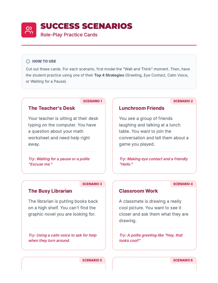 Success Scenarios Role Play Cards