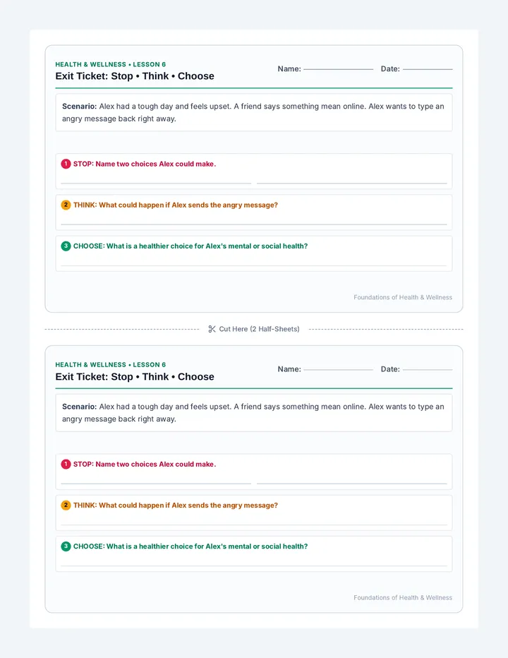 Choice Check Exit Ticket