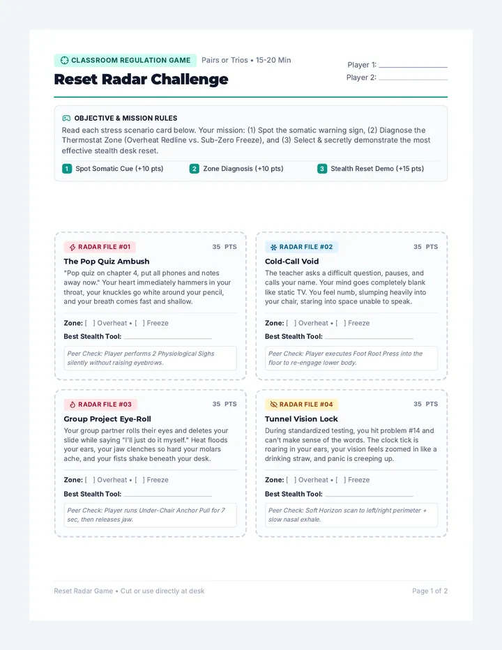 Reset Radar Game