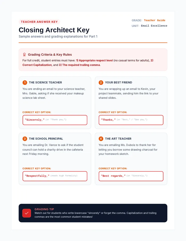Closings Worksheet Answer Key