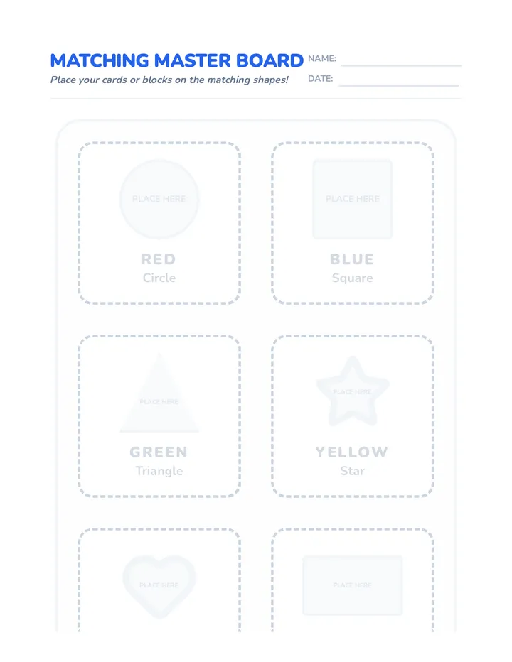 Matching Master Board Worksheet