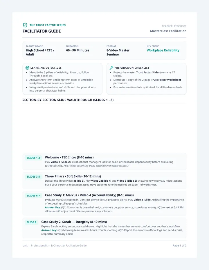 Trust Factor Teacher Guide