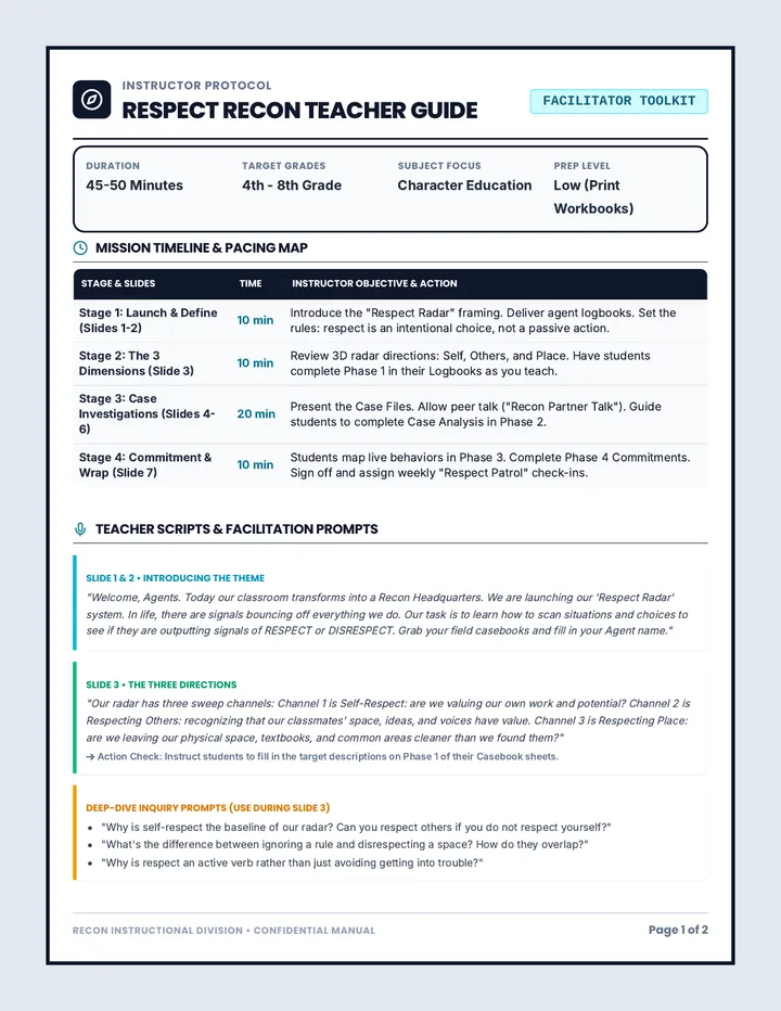 Respect Recon Teacher Guide