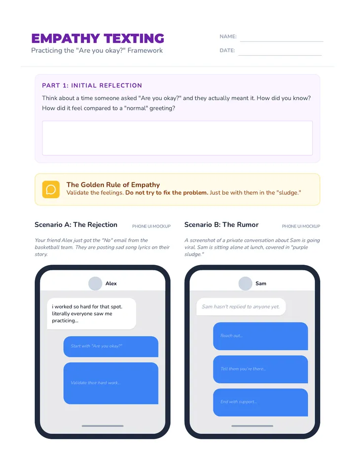 Empathy Texting Worksheet
