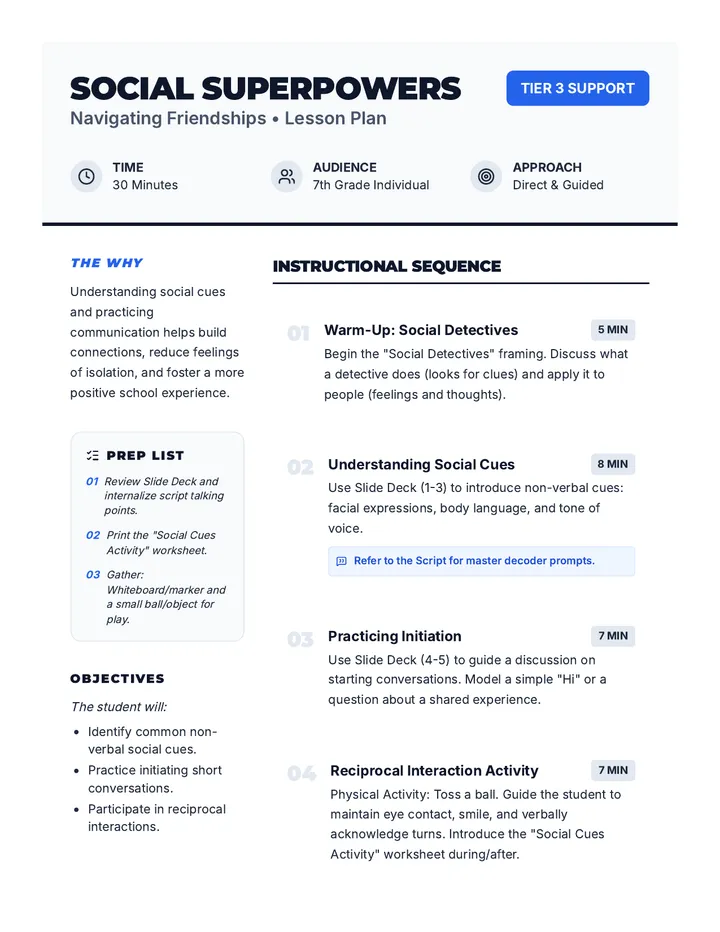 Social Superpowers Lesson Plan