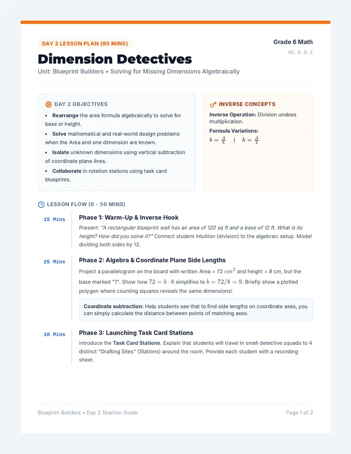 Dimension Detectives Teacher Plan