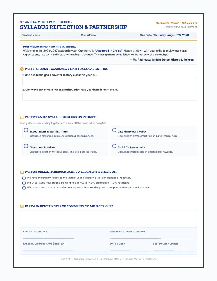 Syllabus Reflection Letter