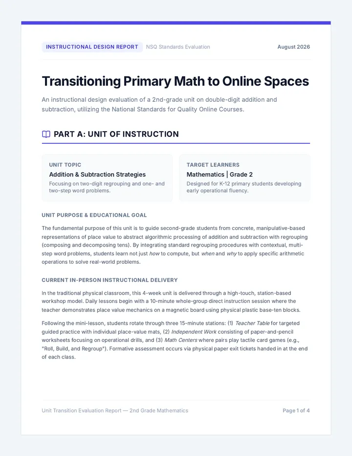 Online Transition Evaluation Report