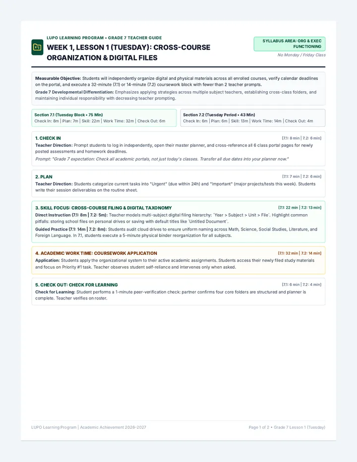 Grade Seven Lesson Plans